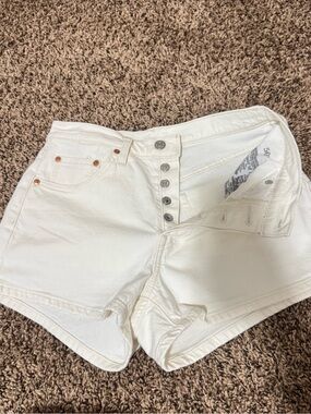 Levi’s Women's High-Rise White Denim Shorts